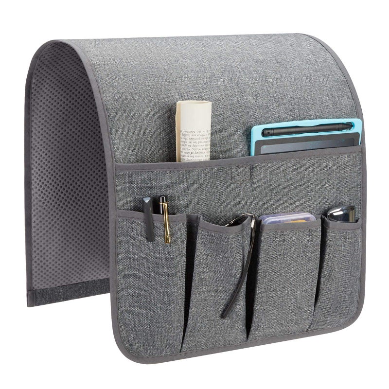 SYSOV Sofa Armrest Organizer, Remote Control Holder for Recliner Couch, Arm Chair Caddy with 5 Pockets for Magazine, Tablet, Phone, iPad - Image 1